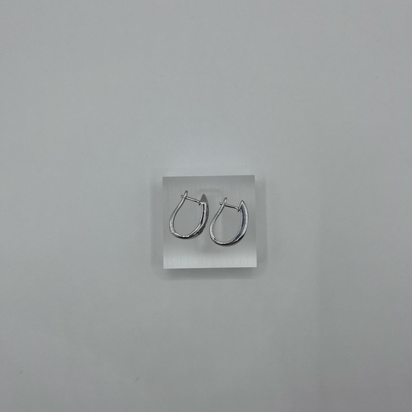 Natural Diamond Silver Earring Hoops - Picture 7 of 7